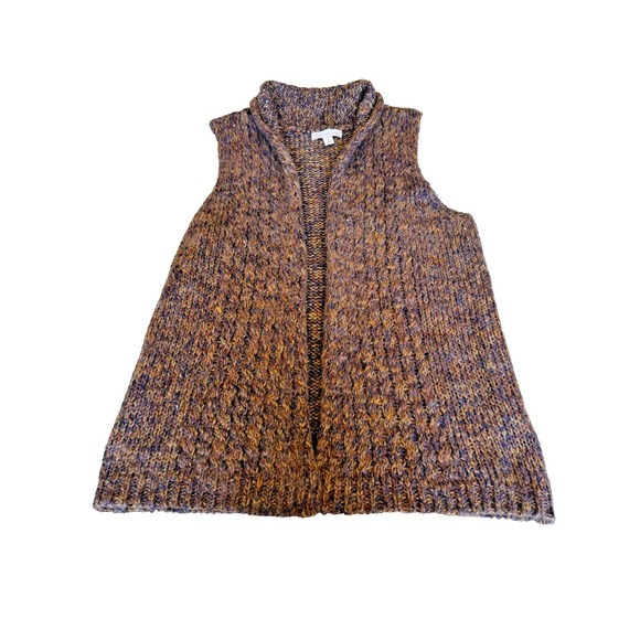 Dress Barn Womens Acrylic Blend Open Sweater Vest Browns/Metallic Gold Size Med - Picture 7 of 10